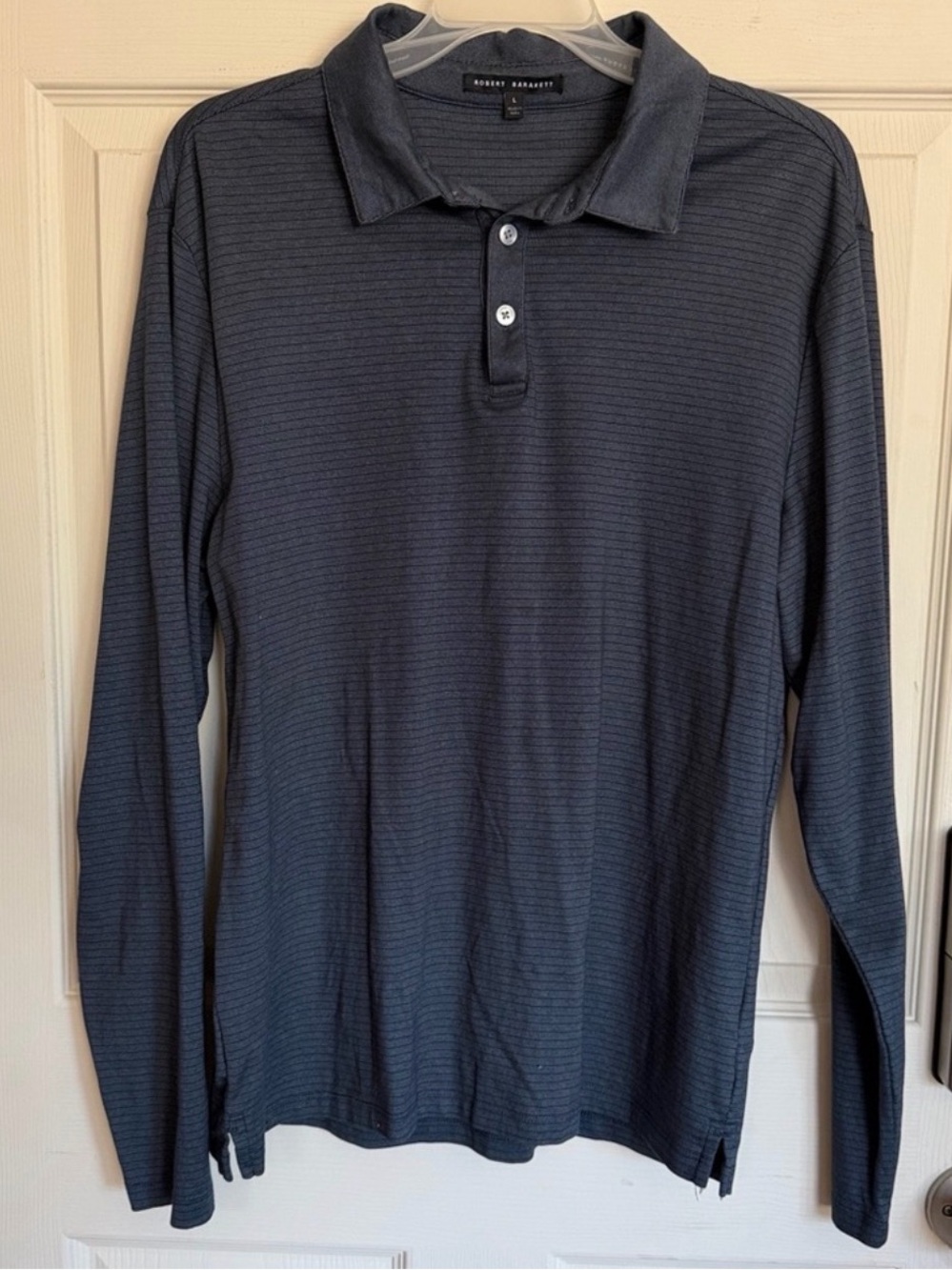 Robert Barakett Men's Long-Sleeve Polo Shirt - Large Dark Blue